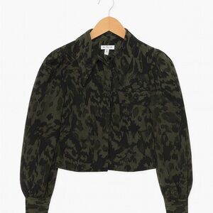 Topshop Black and Green Crop Top